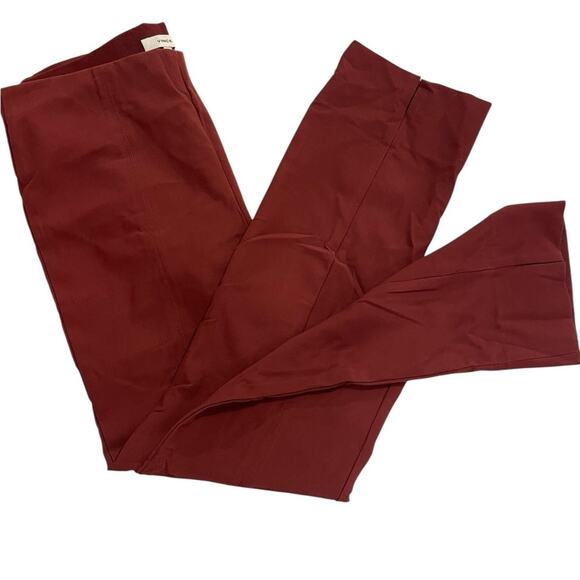 Vince Brown High‑Rise Straight‑Leg Pants Ankle Slit Stretch Size L VGUC - Picture 8 of 10